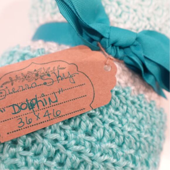 Dolphin Blues / Crochet Afghan Blanket / Soft Silky Yarn - Picture 12 of 15